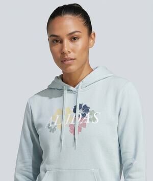 adidas Women Light Blue Floral Graphic Hoodie S Soft Girl Streetwear Athleisure